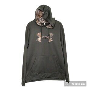 Under Armour Storm Hoodie Mens M Green Camo Sweatshirt Loose Fit Gorp Dadcore